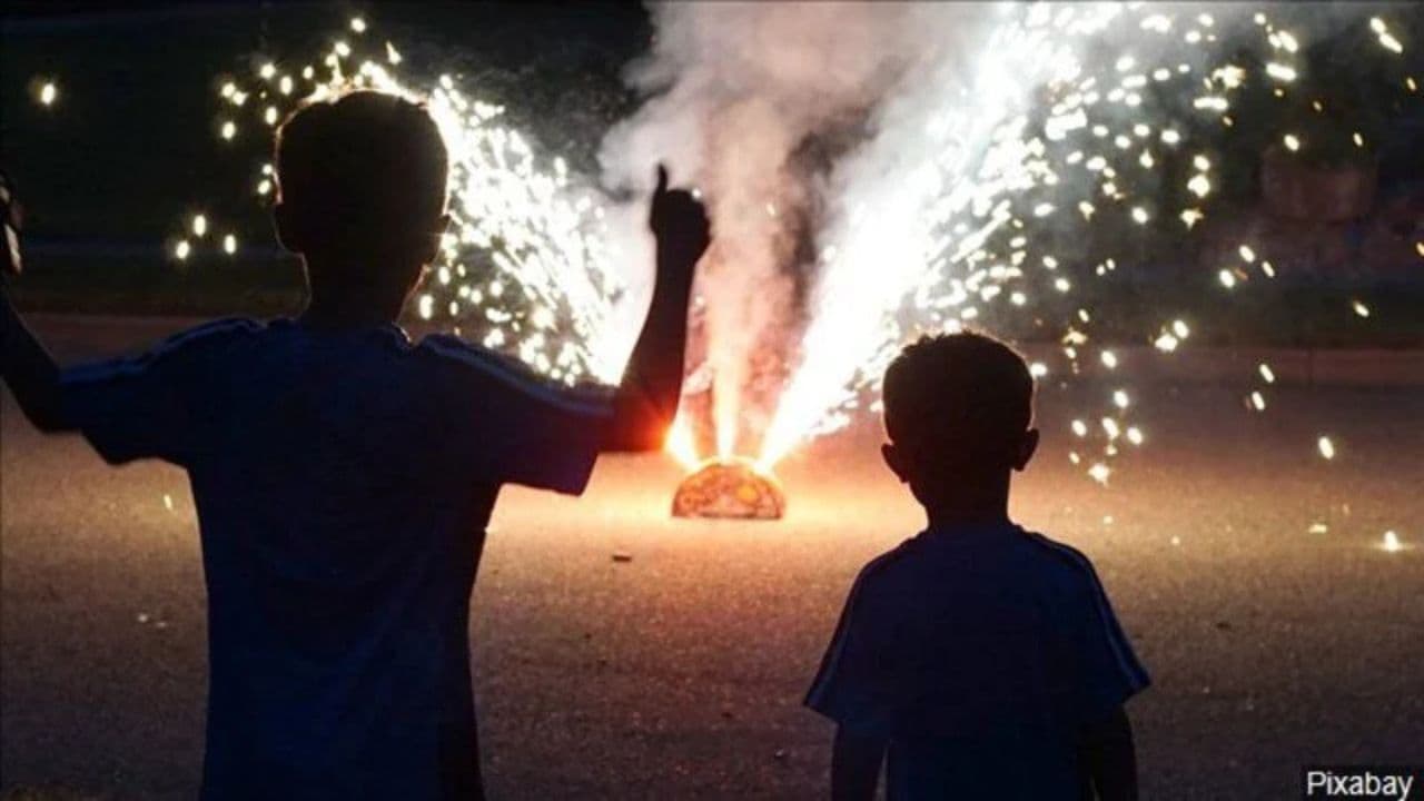 Kids watching fireworks in Weaverville